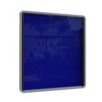 Informationsvitrine zur Wandaufhängung mit Rückwand Stoff blau, 100x97x5.4 cm HxBxT 